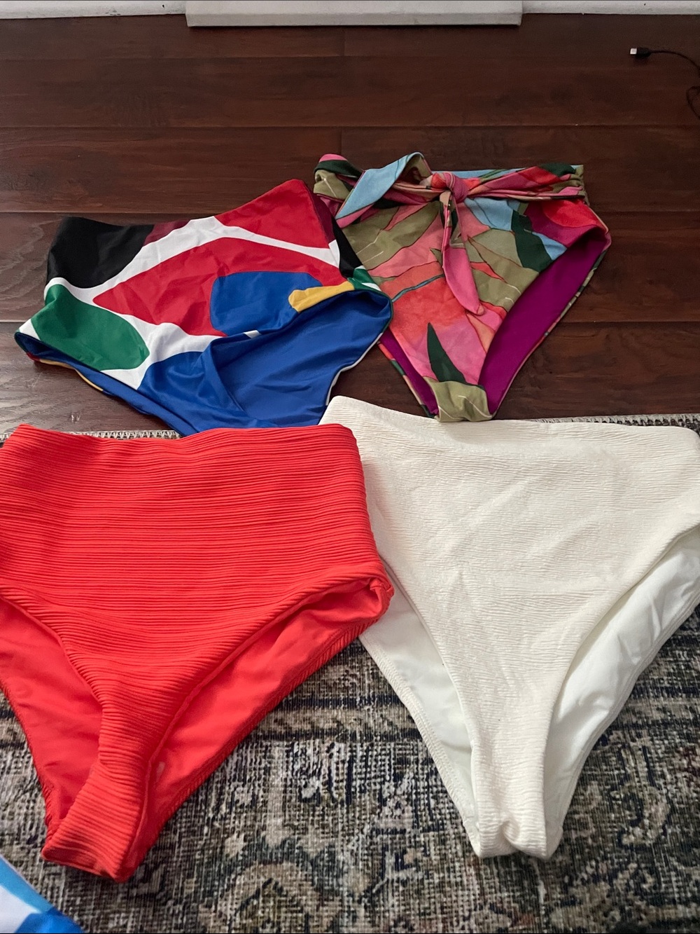 Mara Hoffman Ribbed Swim Top in Bright Coral